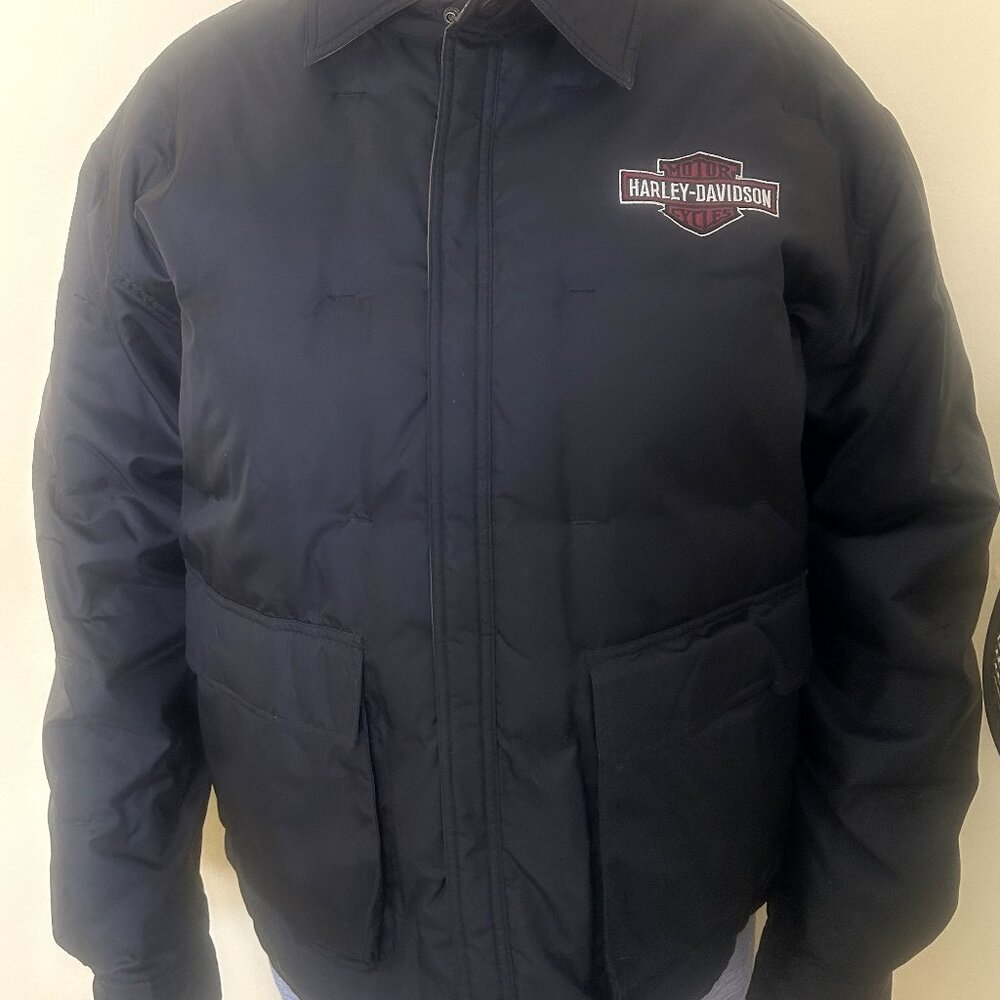 Harley Davidson Puffer Down Motorcycle Jacket Reversible,SZ XXL, Black